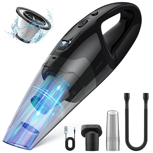 BSRCO Handheld Vacuum Cordless Rechargeable, Dust Busters Cordless Rechargeable with LED, USB Charge, 1.65LBs Hand Vacuum Cordless, Hand Vacuums for Car/Home/Pet - Black Darkblue