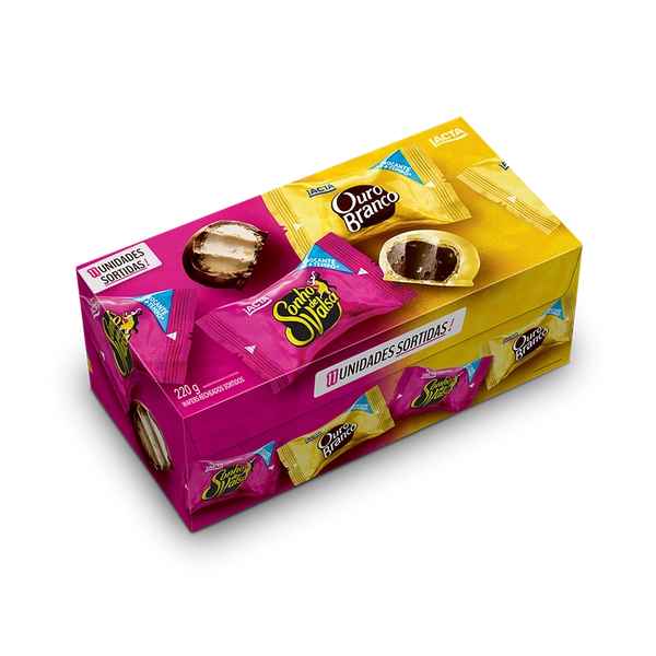 Bombom Wafer Sonho de Valsa + Ouro Branco Lacta Caixa 220g 11 Unidades