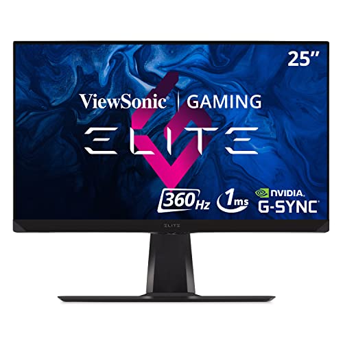 ViewSonic Elite XG251G 25 Inch 1080p 1ms 360Hz IPS Gaming Monitor with GSYNC, HDR400, RGB Lighting, NVIDIA Reflex, and Advanced Ergonomics for Esports - 25-Inch 360Hz G-Sync - Monitor