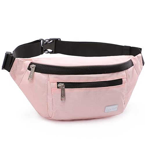 Large Fanny Packs for Women Men Travel Crossbody Bags with Adjustable Strap Waterproof Running Belt Waist Bag Sling Bag Black - Pink/206