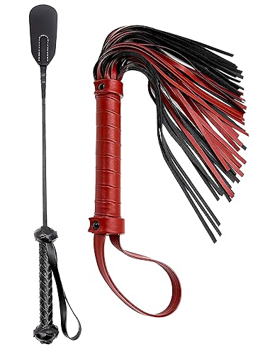 DERINODEM Sex Whip Adult Crop 18" BDSM Sex Kit Adult Sex Play Bondage Whip Flogger Sex Whip Soft Spanking Paddle for Sex