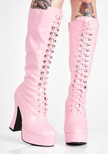 Candy Beverly Heels Baddie Platform Boots | US 11