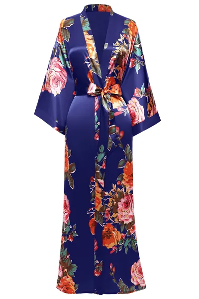 BABEYOND Kimono Robe Long Floral Bridesmaid Wedding Bachelorette Party Robe 53 Inches