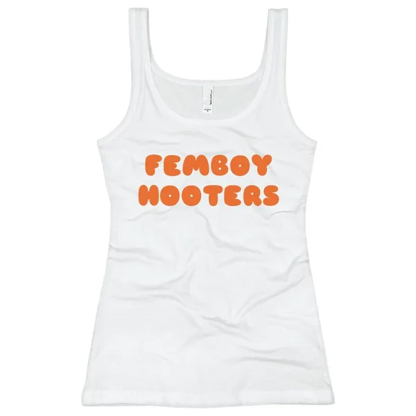 FunnyShirts.org Femboy Hooters Tank Top: Ladies Slim Fit Tank Top - XX-Large White