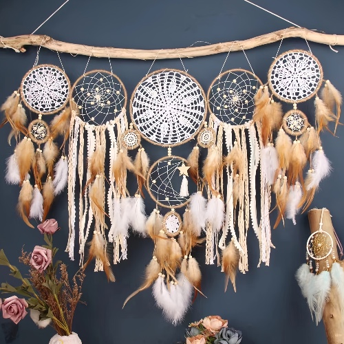 5-Piece * Feather Wall Hanging Set - Versatile Home &amp; Sofa Decor Crafts, Non-Adhesive