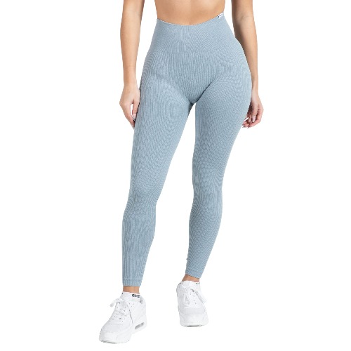 SMILODOX Damen Leggings Amaze RIPP - Hose im Shaped Fit mit hohem Bund - XS Grau Melange