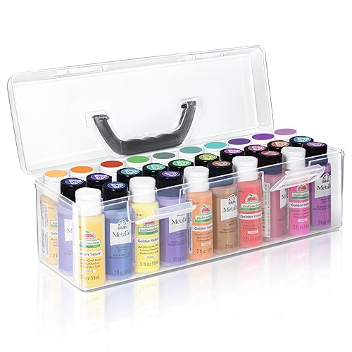 Vowcarol Acrylic Paint Storage Box for Apple Barrel Acrylic Paint, 30 Bottles Capacity Acrylic Paint Organizer for 2 fl. oz Acrylic Paints, Craft Paint Organizer