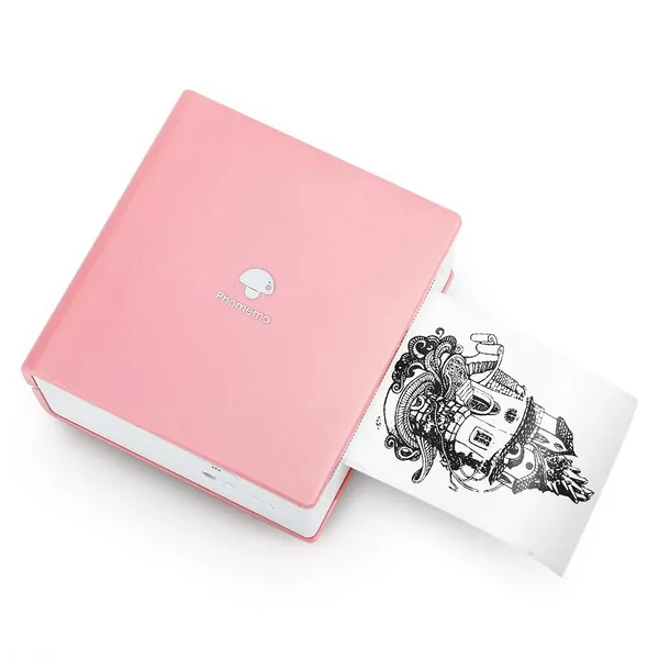Phomemo M02 Portable Pocket Printer- Mini Bluetooth Wireless Thermal Sticker Printer Compatible with Android iOS for Instantly Print Fun, Retro-Style Photos, Mini Life Assistant, Good Gift, Pink - Pink