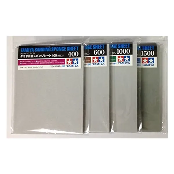 
                            TAMIYA Sanding Sponge Sheet 4-type(#400,#600,#1000,#1500) Set, Model:, Toys & Play
                        