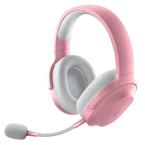 Razer Barracuda X Wireless Multi-Platform Gaming and Mobile Headset (2021 Model): 250g Ergonomic Design - Detachable HyperClear Mic - 20 Hr Battery - Compatible w/PC, PS5, Switch, & Android - Pink - Quartz Pink - Headset