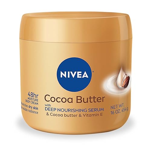 NIVEA Cocoa Butter Body Cream with Deep Nourishing Serum, Cocoa Butter Cream for Dry Skin, 16 Ounce Jar - Cocoa Butter - 16 Ounce (Pack of 1)