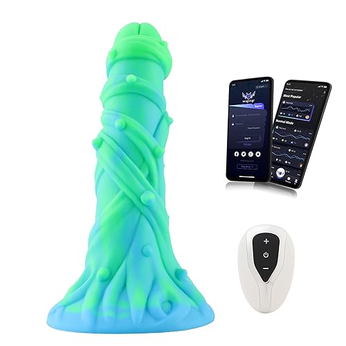 Wildolo APP-Controlled Vibrator, Glow-in-The-Dark Silicone Dildo, 8.2" Premium Vibrator-Designer Series - Green - M