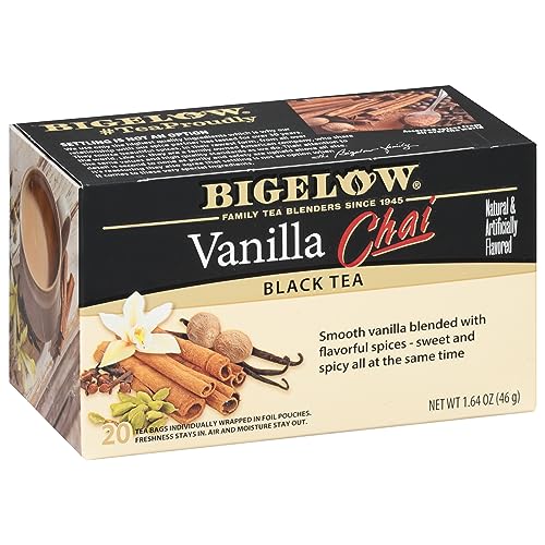 Bigelow Tea Vanilla Chai Black Tea, Caffeinated, 20 Count (Pack of 6), 120 Total Tea Bags - Vanilla Chai - 20 Count (Pack of 6)