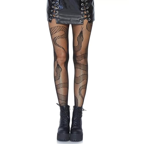 EVAZEN Women Fishnet Tights Stockings Black Patterned Thigh-High Stocking High Waist Lace Leggings Pantyhose - One Size - C-black 3