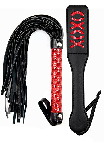 Sex Paddle PU Leather Flogger Adult Set Sex Paddle Flogger Whip BDSM Sex Set Super Soft Sex Flogger Whip for Sex Adult Fetish Sex Toys BDSM Starter kit
