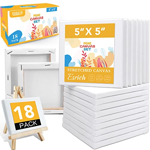 ESRICH Mini Canvases for Painting, 5x5 In. in Bulk (18 Pack)