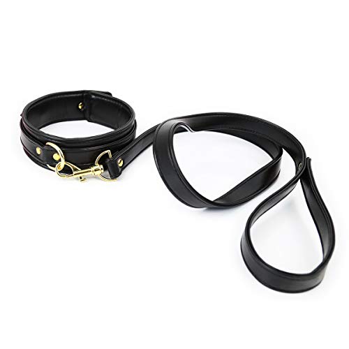 Choker Collar for women Leash PU Leather Neck Belt Necklace Choker with Leash collars for submissives - Black