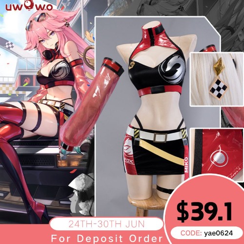 Uwowo Genshin Impact Fanart Racing Yae Miko Casual Outfit Cosplay Costume - S