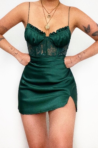 Olivia Mini Dress - Green | XS