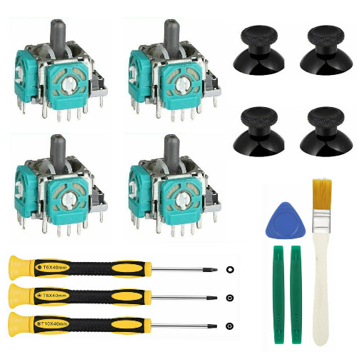 4pcs Replacement Thumbsticks for Xbox One S/X Controller, Joystick Parts Analog Caps with with T6 T8 T10 Repair Screwdriver Kit for Xbox One S/X Controllers