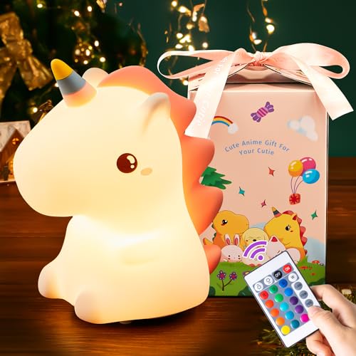 【GIFTS PACKAGE】Unicorns Gifts for Girls Unicorn Night Lights, 16 Colors & Remote Control Baby Night Light Lmap, Rechargeable Cute Lamp for Bedrooms,Cute Unicorn Gifts for Kids Gifts Teen Girl Gifts - unicorn