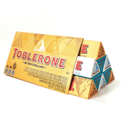 Toblerone Swiss Chocolate Gift Set, Milk Chocolate, White Chocolate & Crunchy Salted Caramelized Almond, Christmas Chocolate Stocking Stuffers, 9 - 3.52 oz Bars - 