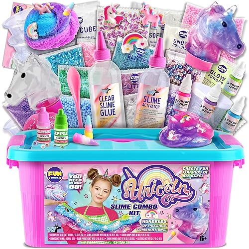Fluffy Unicorn Slime Kit for Girls, FunKidz Cloud Slime Gift for Ages 6+ Kids Fun Slime Making Kit Awesome Craft Toy Birthday Present Ideas