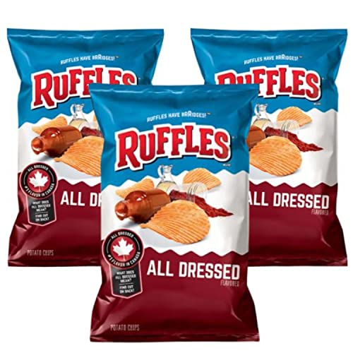 Ruffles All Dressed Ridged Potato Chips, 7.05oz (Pack of 3) Shipped in United States - Salted - 1.32 Pound (Pack of 1)
