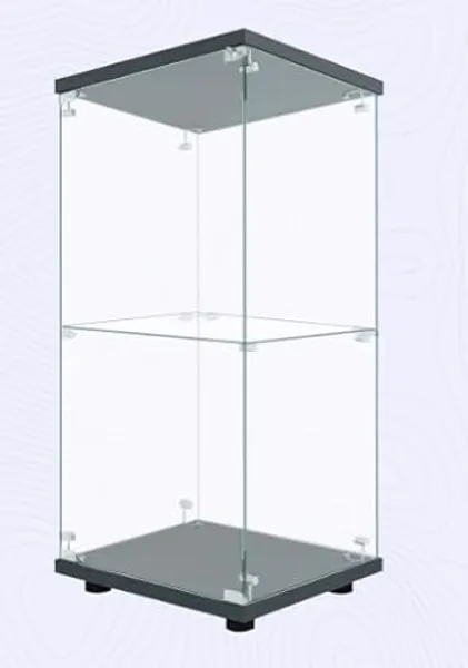 VIVOHOME Glass Display Cabinet 2-Shelf with Door and Lock