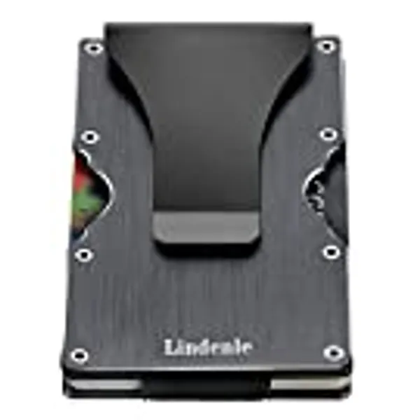 Lindenle Minimalist Wallet Small Card Holder Slim Front Pocket Wallet RFID Blocking Money Clip Women Men (z Brushed Black)
