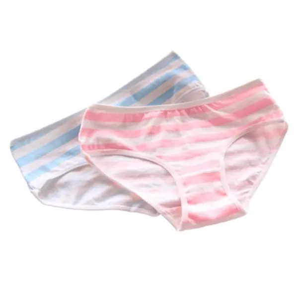 Cute Japanese Style Blue  pink Stripe Panties Bikini Cosplay Cotton Underwear 