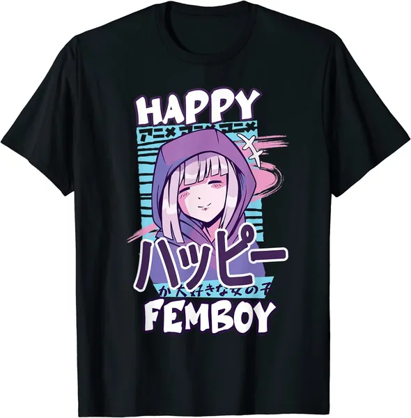 Anime Happy Femboy with Happy in japanese - Cute  Funny Top T-Shirt