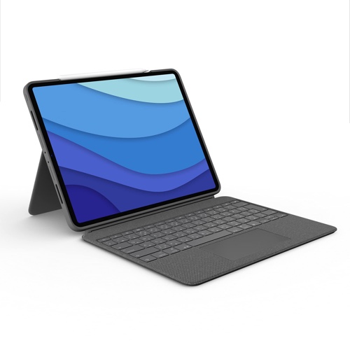 Logitech Combo Touch iPad Pro 12.9-inch (5th, 6th gen - 2021, 2022) Keyboard Case - Detachable Backlit Keyboard with Kickstand, Click-Anywhere Trackpad, Smart Connector - Oxford Gray; USA Layout - Combo Touch Tablet Keyboard Oxford Gray