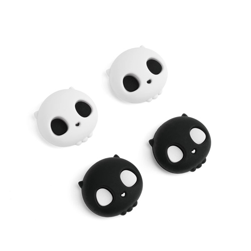 GeekShare Cute Silicone Halloween Joycon Thumb Grip Caps, Joystick Cover Compatible with Nintendo Switch / OLED / Switch Lite,4PCS (White & Black) - White & Black