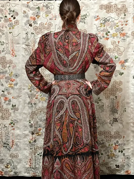 Woman’s Embroidered Antique Kashmir Shawl Coat: ca 1860 India - Historical Costume - Vintage Jacket