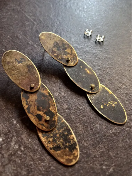 Brass oval studs / boho earrings
