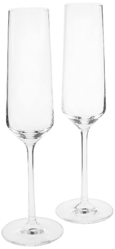 Schott Zwiesel Tritan Crystal Glass Pure Stemware Collection Champagne Flute with Effervescence Points, 7.3-Ounce, Set of 2 - 2 Count (Pack of 1) Pure Tritan Crystal Stemware Glassware Collection