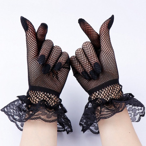Fishnet lace gothic gloves