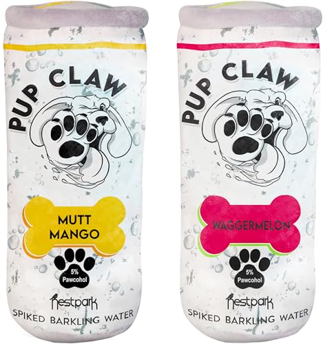 Nestpark Pup Claw Dog Toys - Funny Cute Plush Dog Toys with Squeaker - Parody (2 Pack) (Tropical Pack) - Tropical Pack