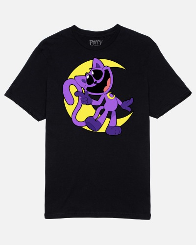 CatNap Cartoon Moon Black Tee | L