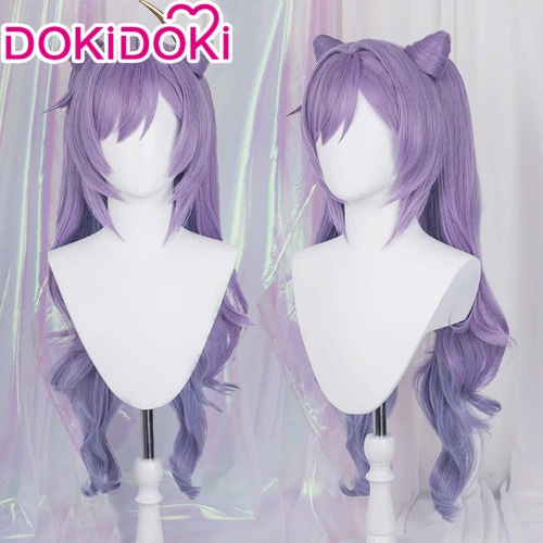 DokiDoki Game Genshin Impact  Keqing  Cosplay Wig Ke Qing Long Curly Purple Wig | One Size-Order Processing Time Refer to Description Page