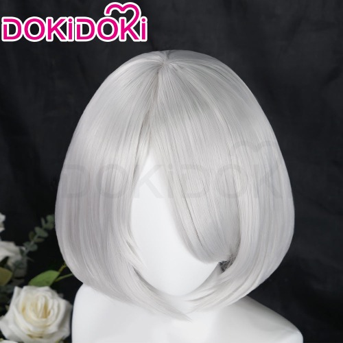 【Ready For Ship】DokiDoki Cosplay Game NR:Automata 2B Cosplay Wig No. 2 Type B Women Short White Heat Resistant Hair / Eyeshade / Hairband | Wig Only-Order Processing Time Refer to Description Page