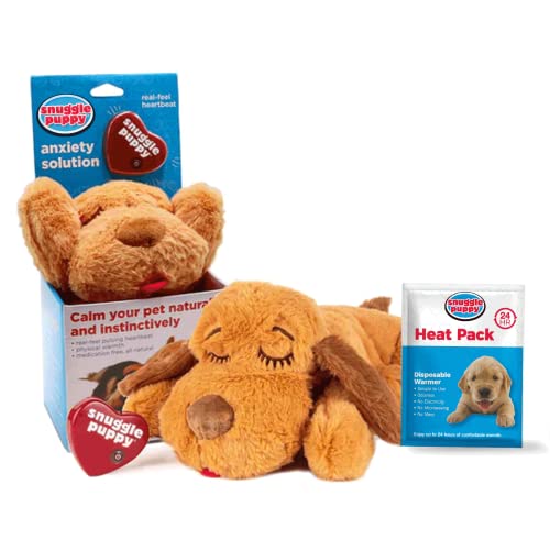 Original Snuggle Puppy Heartbeat Stuffed Toy for Dogs - Pet Anxiety Relief and Calming Aid - Comfort Toy for Behavioral Training - Biscuit - Biscuit - 1 Count (Pack of 1)