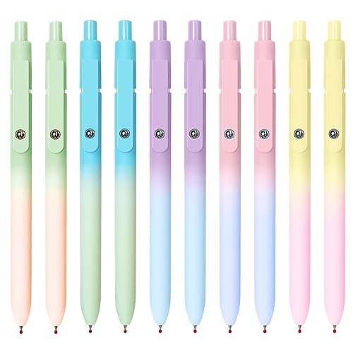 UIXJODO Gel Pens, 10 Pcs Black Ink Pens for Women, 0.7mm Medium Point Smooth Writing Pens with Silicone Grip, High-End Series Metal Clip Retractable Pens for Journaling Note Taking (10 Pcs Pastel) - 10 Pcs Pastel