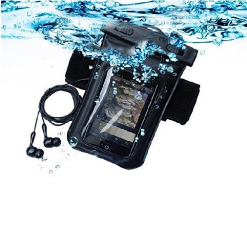 Waterproof Bag for you Smartphone with Music Out Jack and Waterproof Headphones - Black
