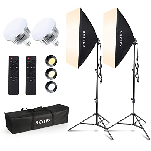 Softbox Lighting Kit, skytex Continuous Photography Lighting Kit with 2x20x28in Soft Box | 2X 85W 2700-6400K E27 LED Bulb, Photo Studio Lights Equipment for Camera Shooting, Video Recording… - 2 soft box