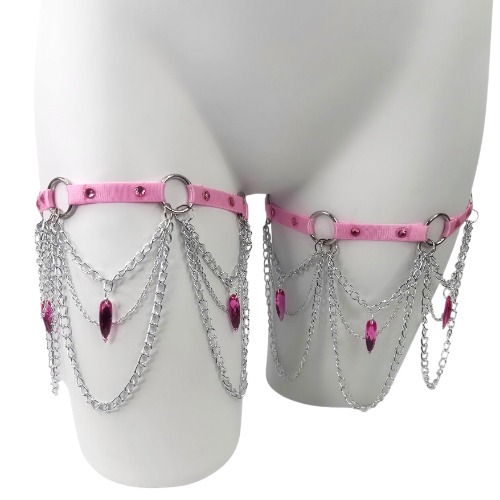 Twinkle Dazzle Leg Garters | XXS-L | Light Pink | Silver Rings