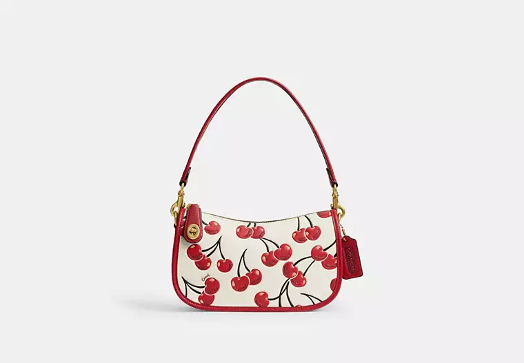Brass/Chalk Multi Swinger Bag With Cherry Print