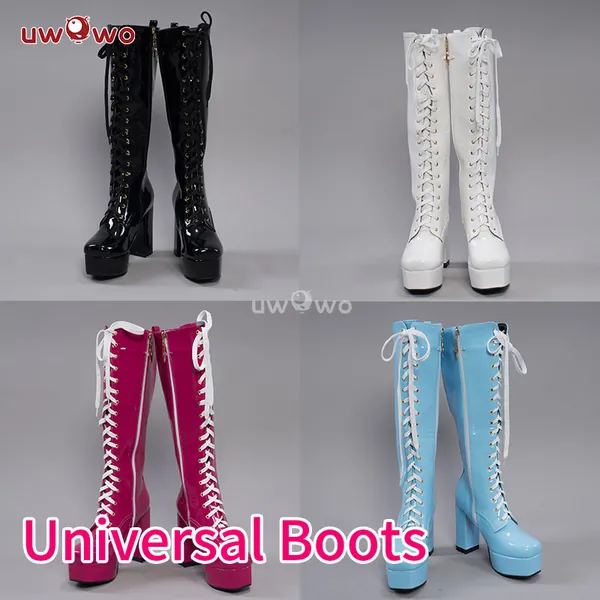 Uwowo Cosplay Shoes Universal Shoes Boots Black Blue White Rose High Tube Boots