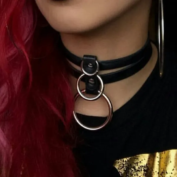 Fetish 'O'ring double layer choker